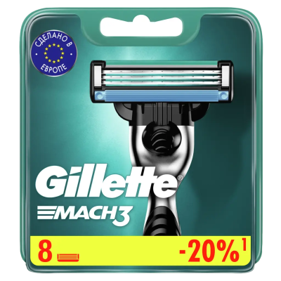 Сменные кассеты для бритья Mach3, Gillette, 8 шт