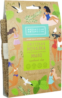 Джутовая мочалка с натуральным мылом Травяной сбор, 100 г