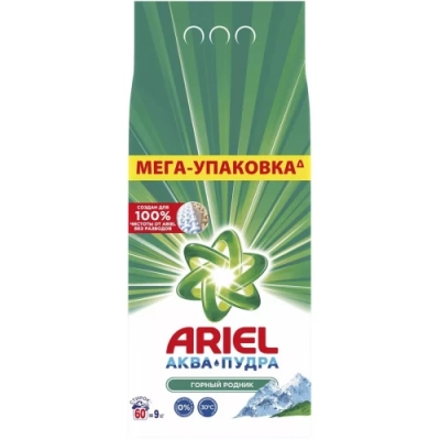 Стиральный порошок автомат Аквапудра «Горный родник», Ariel, 9 кг