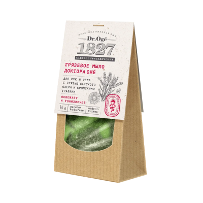 Грязевое мыло для руки и тела Освежающий и тонизирующий с грязью Сакского озера и крымскими травами, Dr. Oge, 95 г