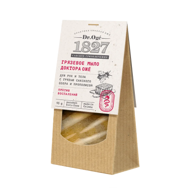 Грязевое мыло для руки и тела Против воспалений с грязью Сакского озера и прополисом, Dr. Oge, 95 г