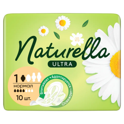 Прокладки 4 капли, Camomile Ultra Normal с крылышками, Naturella, 10 шт