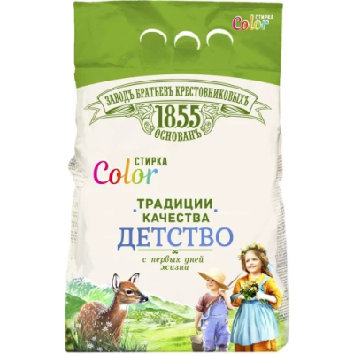 Порошок стиральный автомат Детство Color, Заводъ Бр.Крестовниковыхъ, 2,4 кг