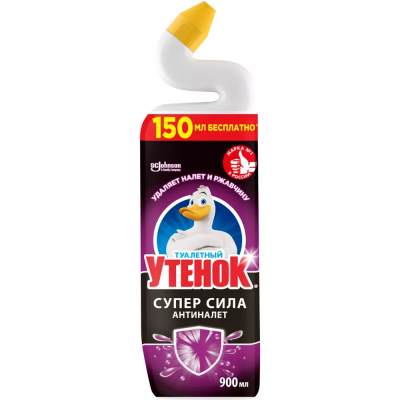 Средство для чистки унитаза Супер сила, Антиналет, Туалетный Утенок, 900 мл