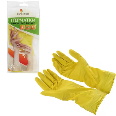 Перчатки латексные с напылением, размер XL, Eurohouse