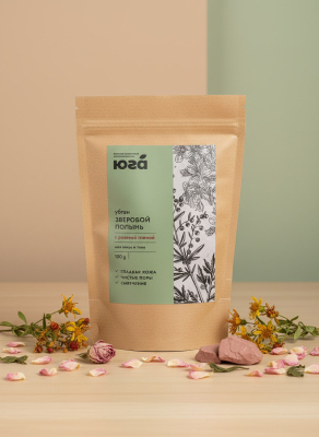 Убтан Зверобой и полынь с розовой глиной для лица и тела Гладкая кожа, 100 г