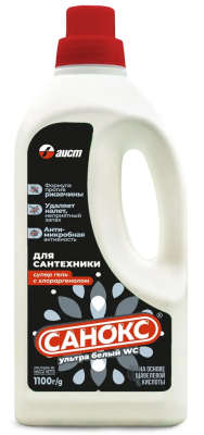 Гель для сантехники Белый WC Санокс Ультра, Аист, 1100 мл