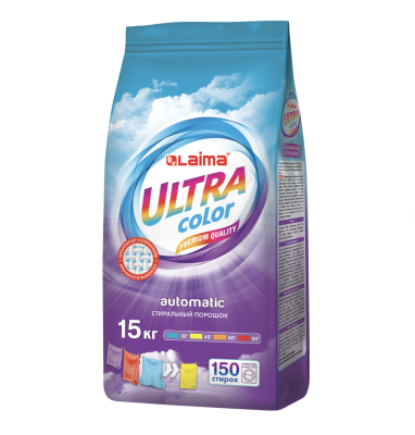 Стиральный порошок автомат 15 кг, LAIMA ULTRA Color, УЛУЧШЕННАЯ ФОРМУЛА,150 стирок, универсальный