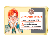 Твердое специальное туалетное мыло Серно-дегтярное, Невская Косметика, 90 г