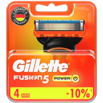 Сменные кассеты для бритья Fusion Power, Gillette, 4 шт