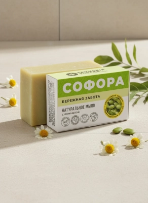 Мыло Бережная забота с ромашкой Софора, 100 г