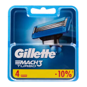 Сменные кассеты для бритья Mach 3 Turbo, Gillette, 4 шт