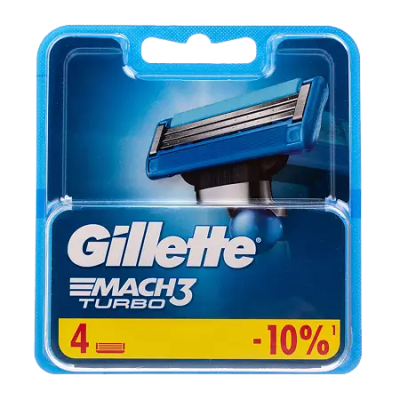 Сменные кассеты для бритья Mach 3 Turbo, Gillette, 4 шт