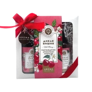 Подарочный набор косметики Дикая вишня (Гель для душа, молочко для тела, крем для рук, соль для ванны)