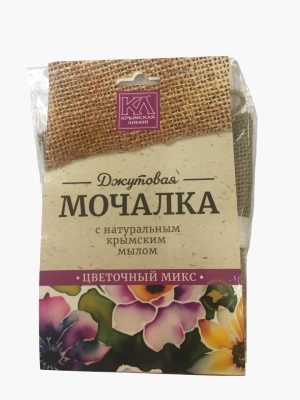 Мочалка Цветочный микс джутовая с мылом, 100 г