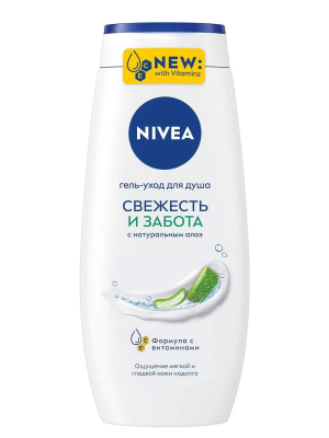 Крем-гель для душа Свежесть и забота с натуральным алоэ, Nivea, 250 мл