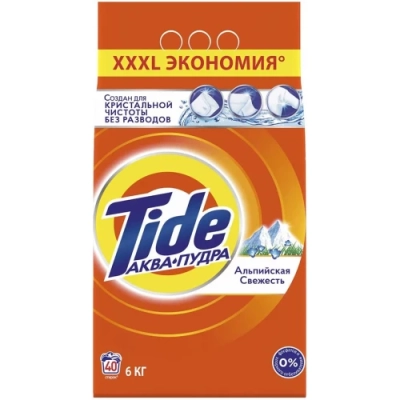 Стиральный порошок автомат Аквапудра «Альпийская свежесть», Tide, 6 кг