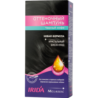 Оттеночный шампунь IRIDA-М Черный кофе Кристальный блеск + уход, 3 саше 25 мл