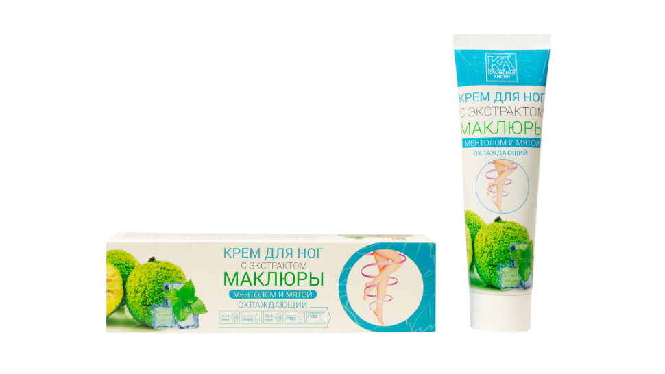 Крем для ног Охлаждающий с экстрактом маклюры, ментолом и мятой, 100 мл ...