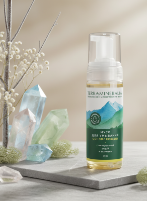 Мусс для умывания Обновляющий с минеральной водой, Terra mineralia, 170 мл
