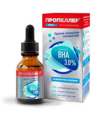 Сыворотка-пилинг для лица КОМПЛЕКС ВНА 3,0% для кожи, склонной к акне, предотвращает появление воспалений, 25 мл