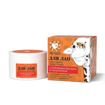 Крем-воск защитный для лап с пчелиным воском и ланолином, «PETSUN» , 50 мл
