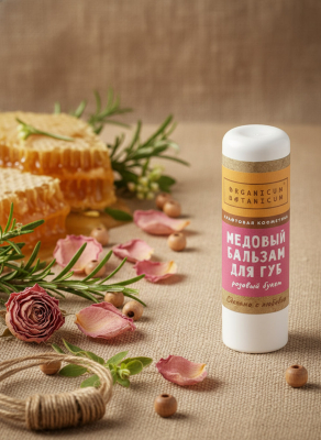 Медовый бальзам для губ Розовый букет с маслом розы