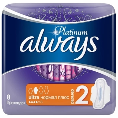 Прокладки Ultra Platinum Collection Нормал плюс, 4 капли, Always, 8 шт