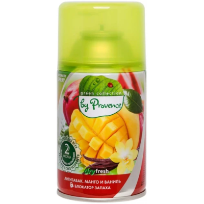 Освежитель воздуха Антитабак, Манго и ваниль, сменный блок, Green Collection by Provence, 250 мл