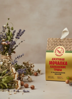 Джутовая мочалка с натуральным мылом Кавказские травы, 100 г