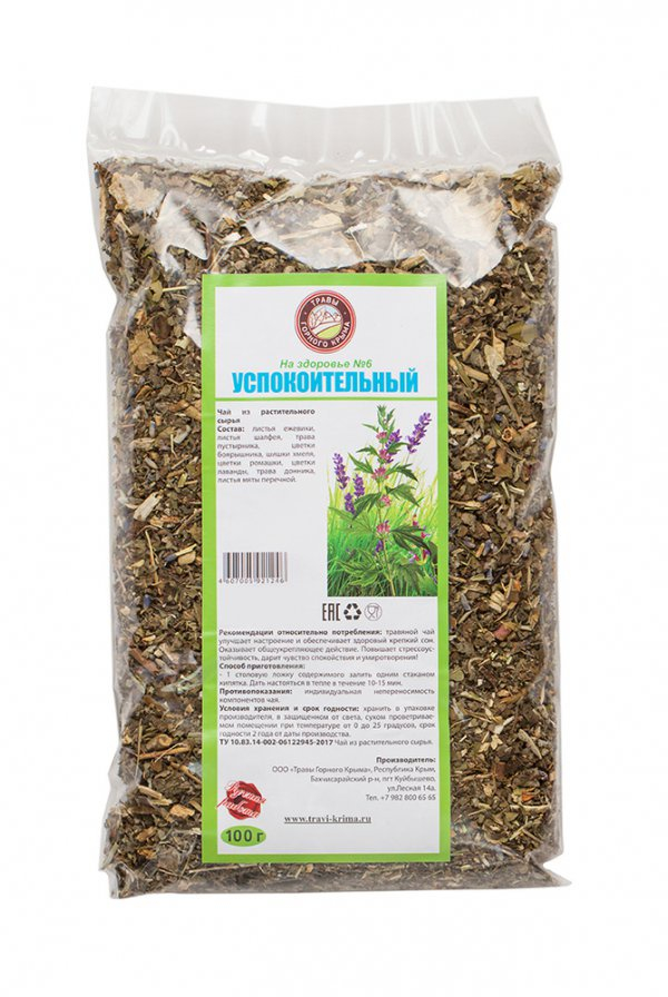 Чай из растительного сырья Успокоительный, 100 г (Травы Горного Крыма ...