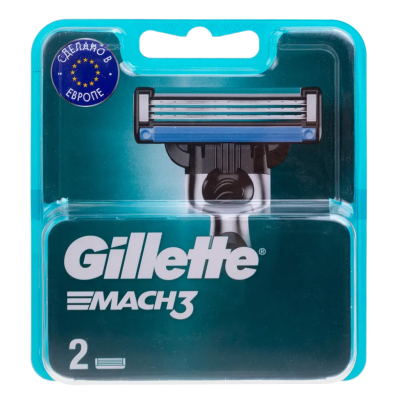 Сменные кассеты для бритья Mach3, Gillette, 2 шт